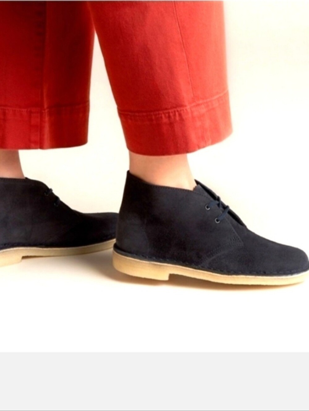 Clarks Womens Classic Blue Suede Chukka Crepe Sole Ankle Boots Size 10